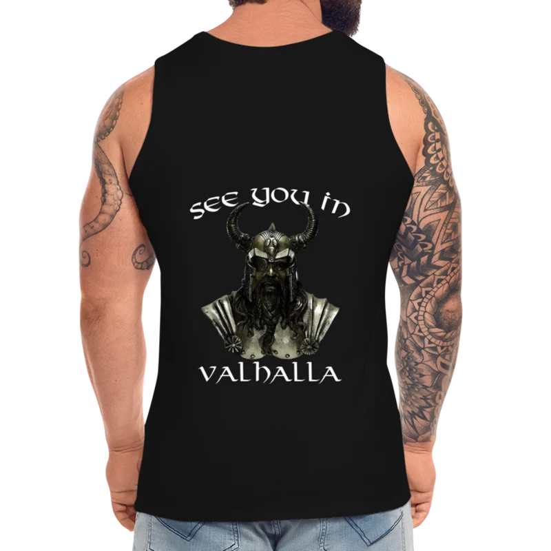 Männer Premium Tanktop T-Shirt Muskelshirt Achselshirt See You in Valhalla