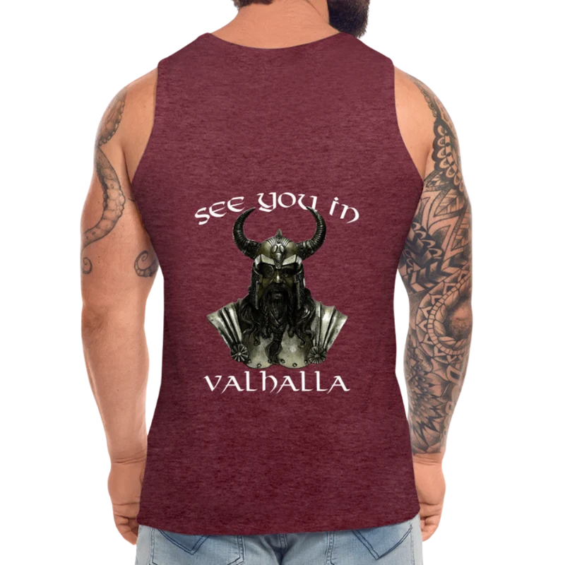 Männer Premium Tanktop T-Shirt Muskelshirt Achselshirt See You in Valhalla