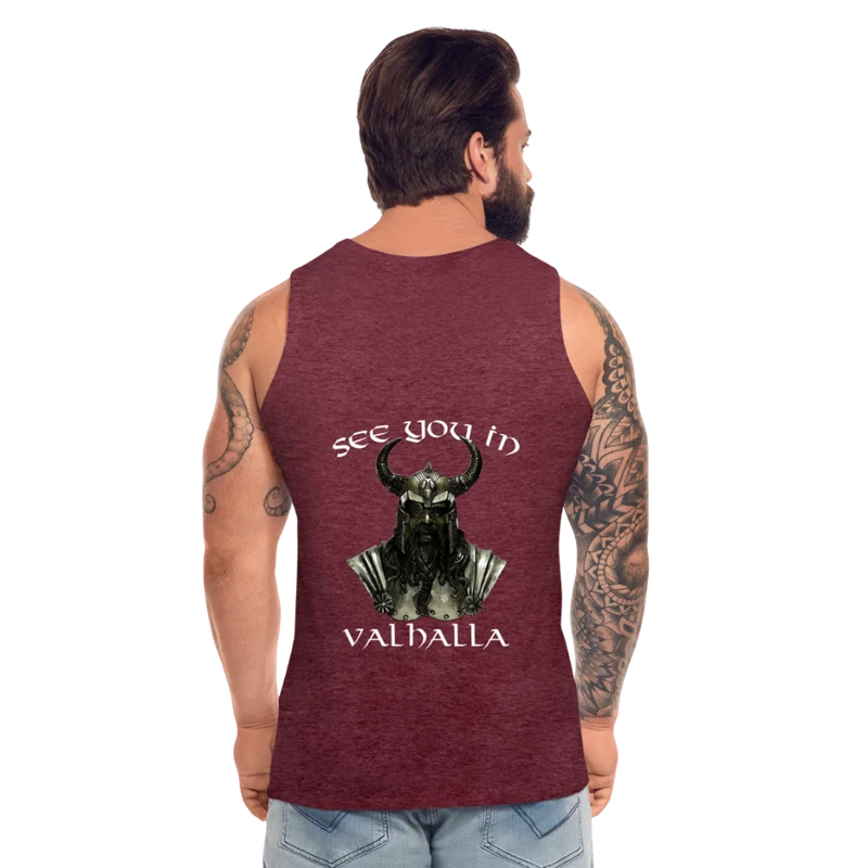 Männer Premium Tanktop T-Shirt Muskelshirt Achselshirt See You in Valhalla