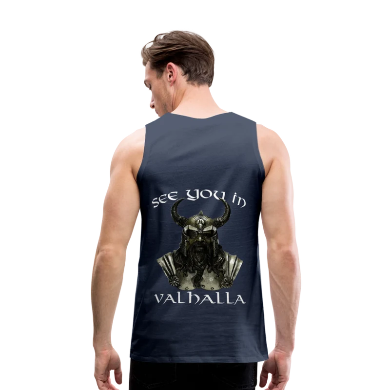 Männer Premium Tanktop T-Shirt Muskelshirt Achselshirt See You in Valhalla