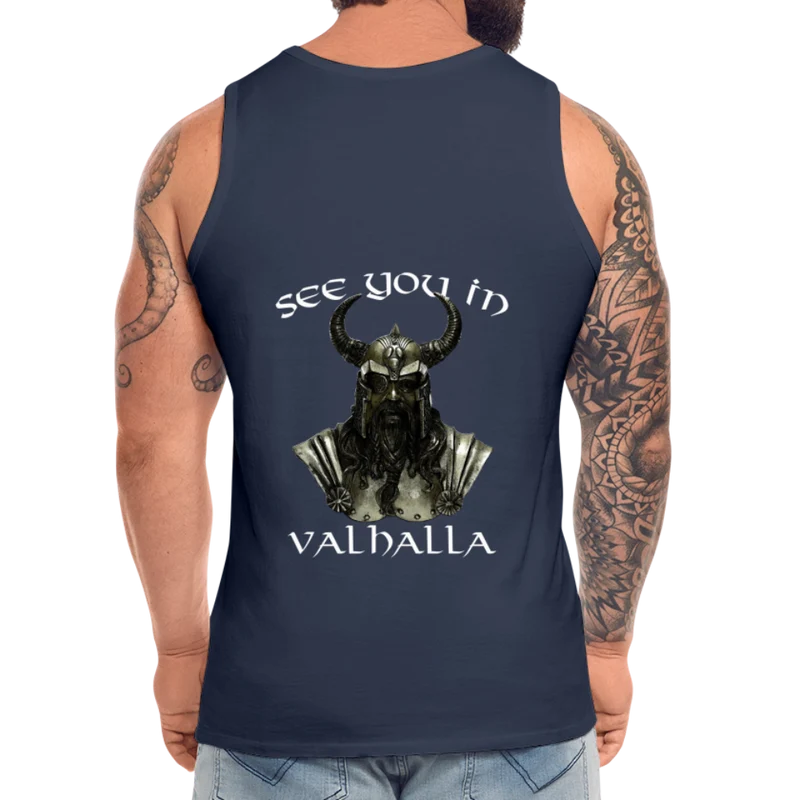 Männer Premium Tanktop T-Shirt Muskelshirt Achselshirt See You in Valhalla