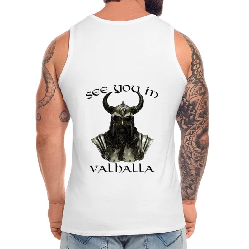 Männer Premium Tanktop T-Shirt Muskelshirt Achselshirt See You in Valhalla