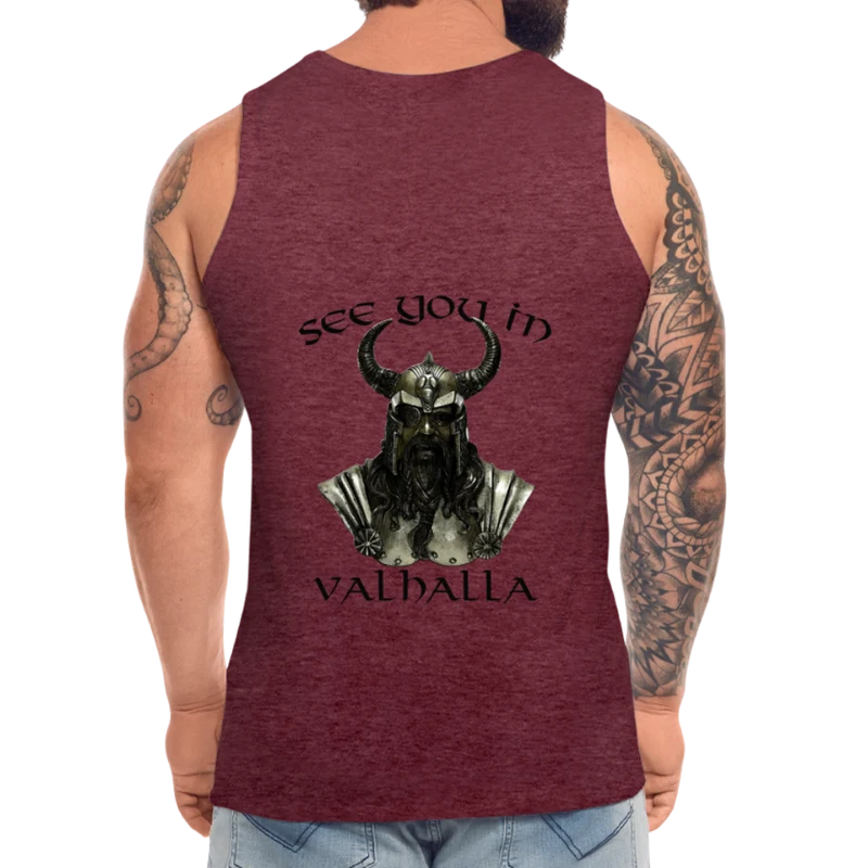 Männer Premium Tanktop T-Shirt Muskelshirt Achselshirt See You in Valhalla