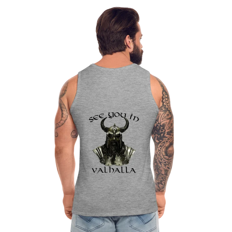 Männer Premium Tanktop T-Shirt Muskelshirt Achselshirt See You in Valhalla
