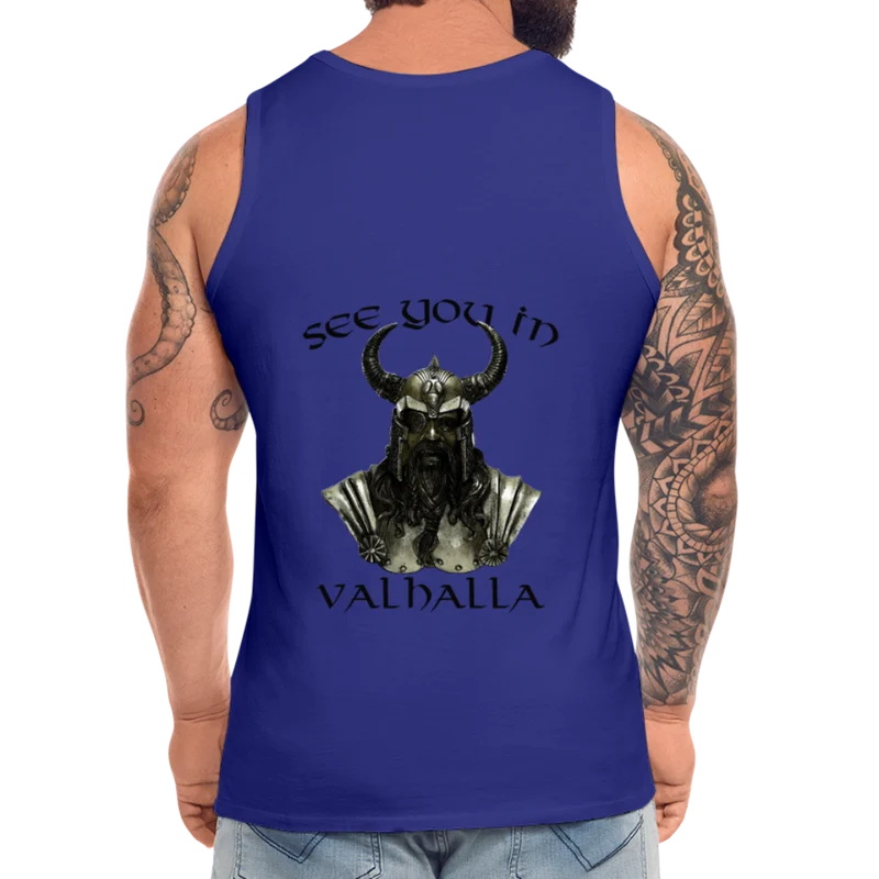 Männer Premium Tanktop T-Shirt Muskelshirt Achselshirt See You in Valhalla