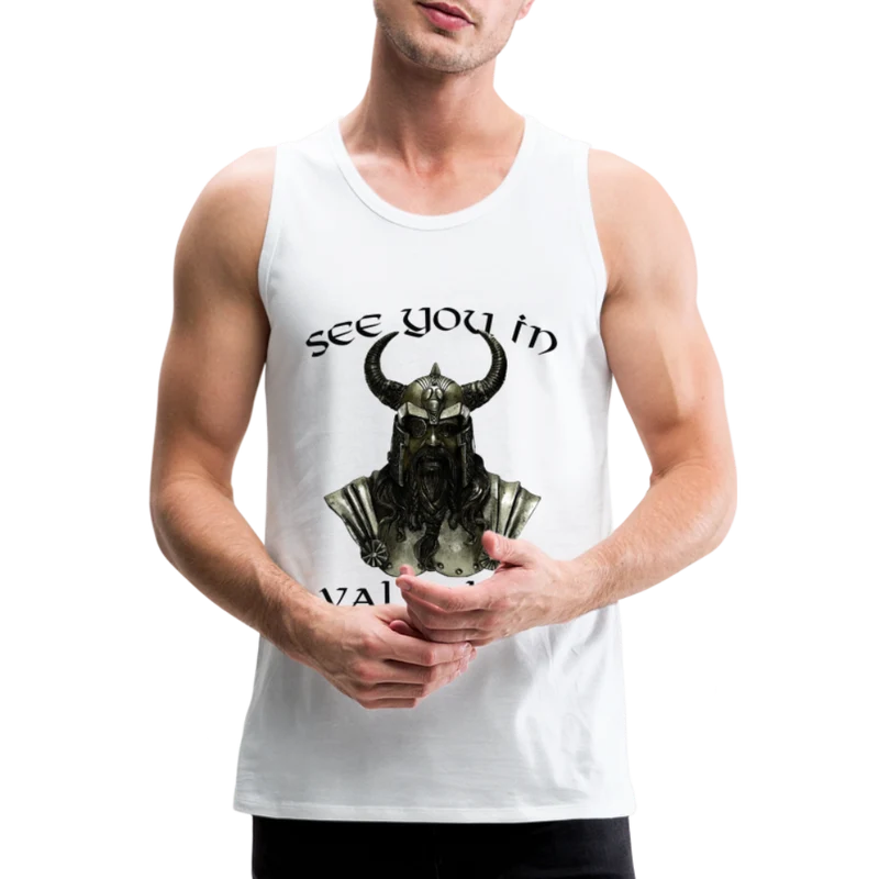 Männer Premium Tanktop T-Shirt Muskelshirt Achselshirt See You in Valhalla