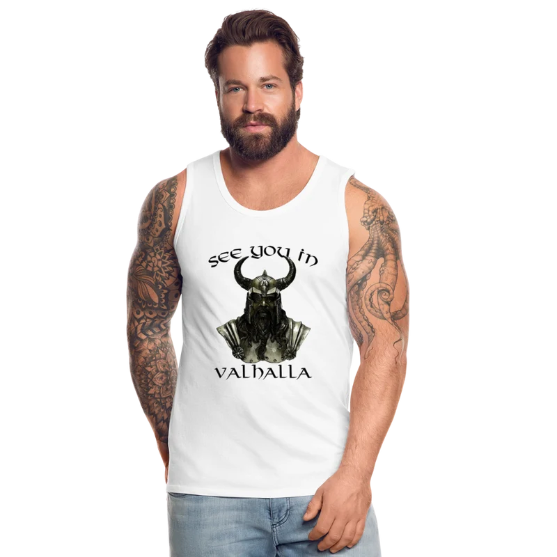 Männer Premium Tanktop T-Shirt Muskelshirt Achselshirt See You in Valhalla