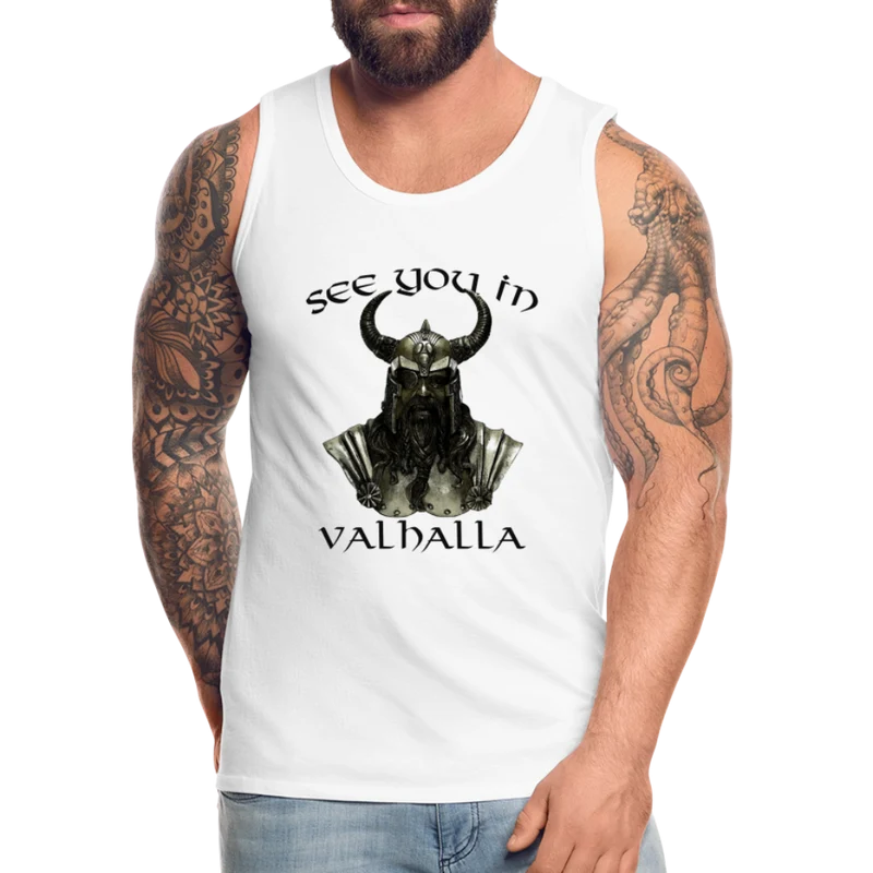 Männer Premium Tanktop T-Shirt Muskelshirt Achselshirt See You in Valhalla