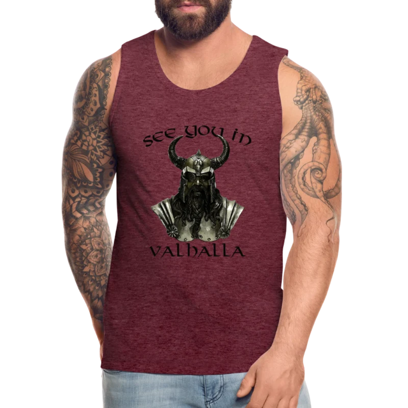 Männer Premium Tanktop T-Shirt Muskelshirt Achselshirt See You in Valhalla