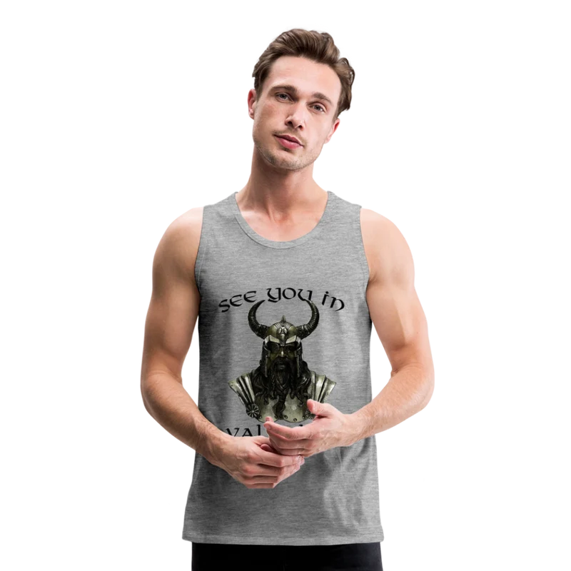 Männer Premium Tanktop T-Shirt Muskelshirt Achselshirt See You in Valhalla