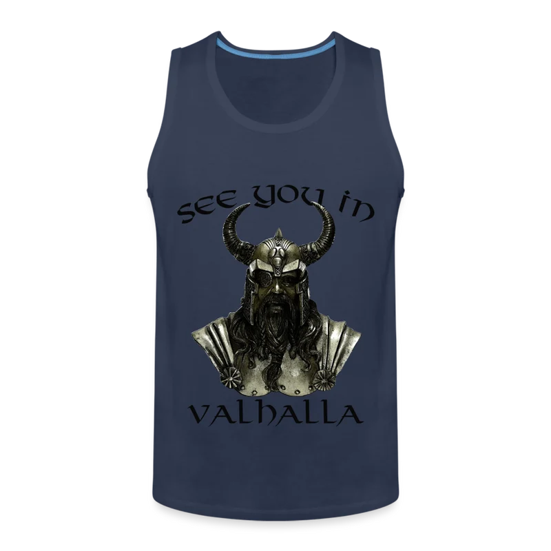 Männer Premium Tanktop T-Shirt Muskelshirt Achselshirt See You in Valhalla