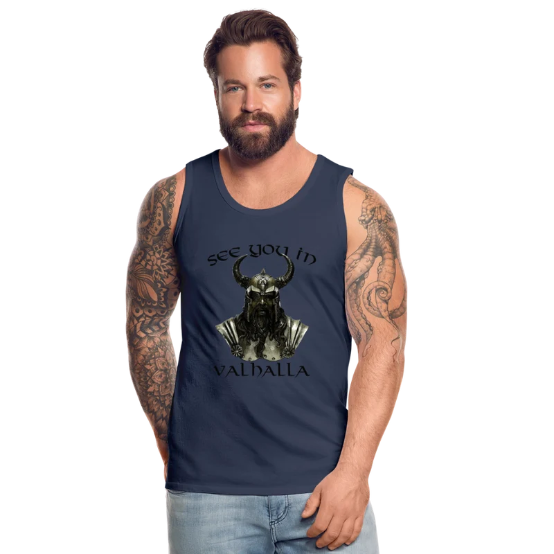 Männer Premium Tanktop T-Shirt Muskelshirt Achselshirt See You in Valhalla
