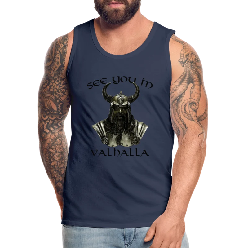 Männer Premium Tanktop T-Shirt Muskelshirt Achselshirt See You in Valhalla
