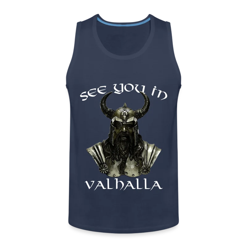 Männer Premium Tanktop T-Shirt Muskelshirt Achselshirt See You in Valhalla