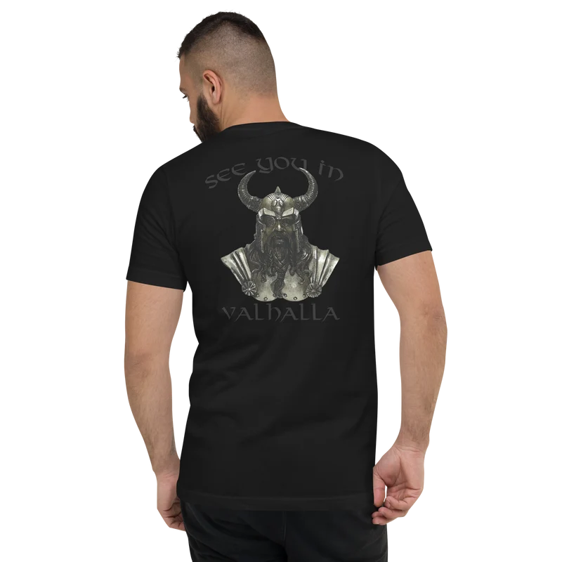 Kurzärmeliges Unisex-T-Shirt mit V-Ausschnitt See you in Valhalla