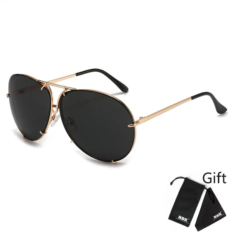 Designer Übergroße Pilot Sonnenbrille Polarisierte Damen Rund Spiegel Gläser