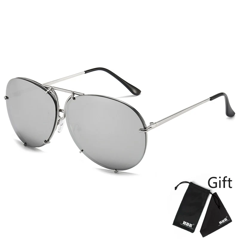 Designer Übergroße Pilot Sonnenbrille Polarisierte Damen Rund Spiegel Gläser