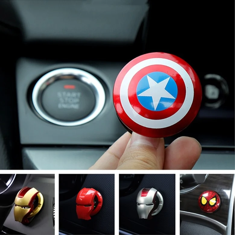 Marvel Spiderman Iron Man Schutzabdeckung für den Startknopf des Automotors