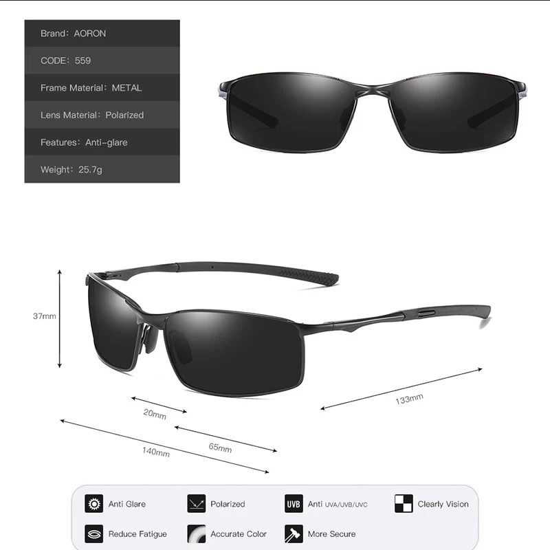 Aluminium Herren Sonnenbrille Polarisiert UV400 Schutz HD Fahren Pilotenbrille