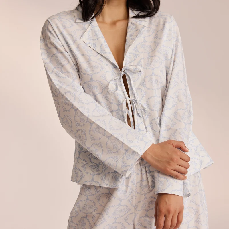 Baumwoll-Pyjamahemd - Blau
