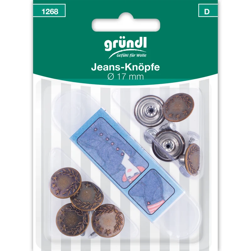Jeans-Knöpfe, Ø 17 mm, 8 Stück