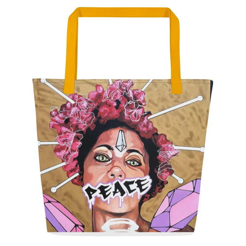 Großer Stoffbeutel mit Allover-Print Peace