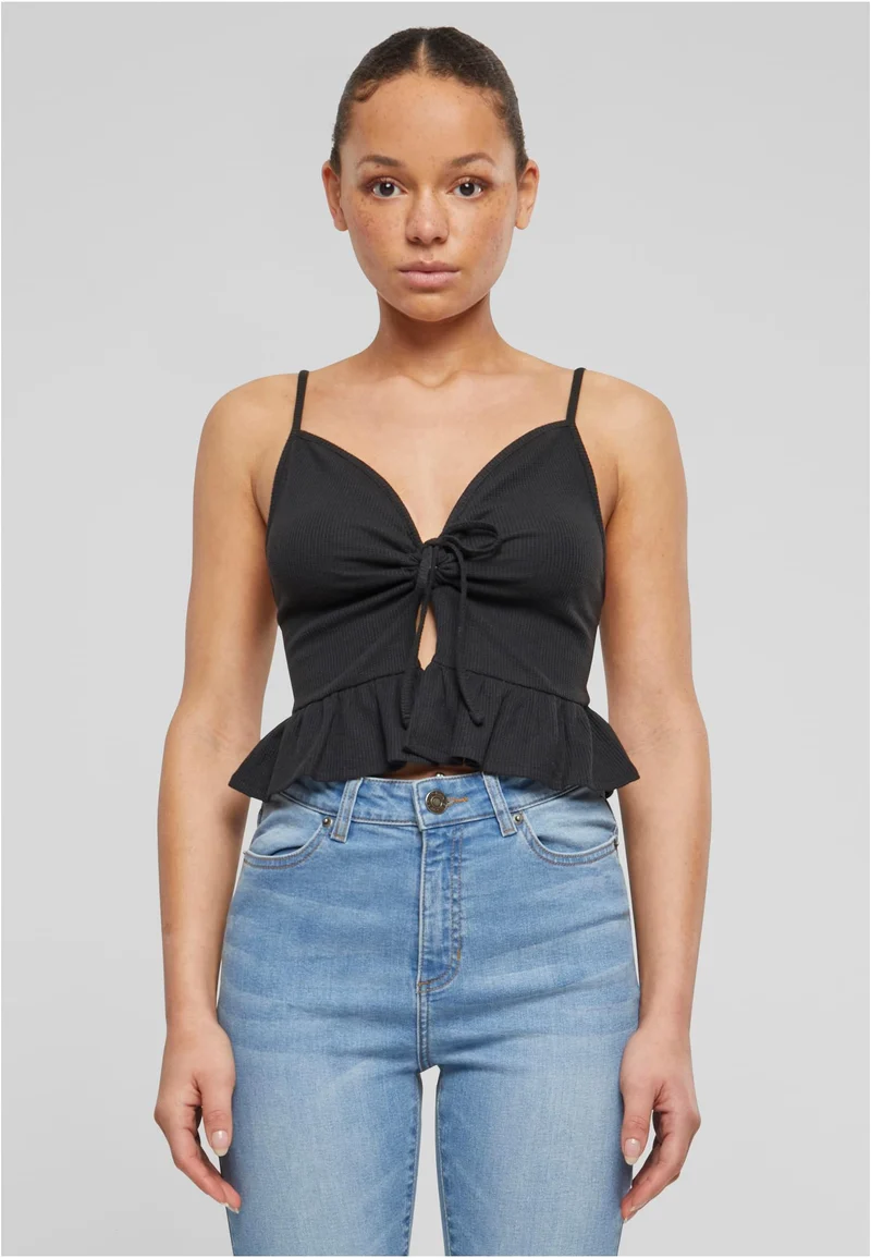 UC Waffle Pique Ruffle Top