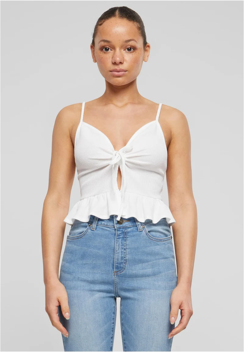 UC Waffle Pique Ruffle Top