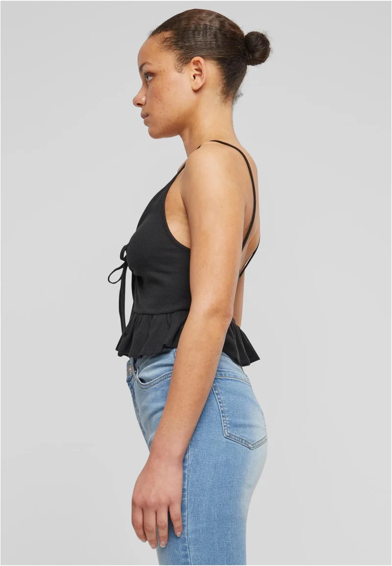 UC Waffle Pique Ruffle Top