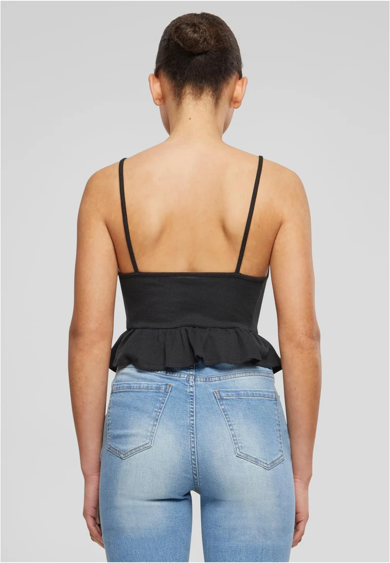 UC Waffle Pique Ruffle Top