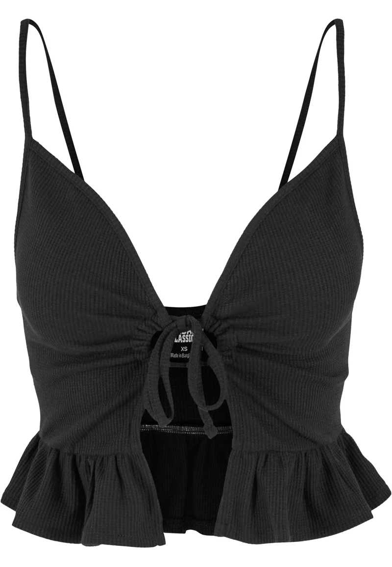 UC Waffle Pique Ruffle Top