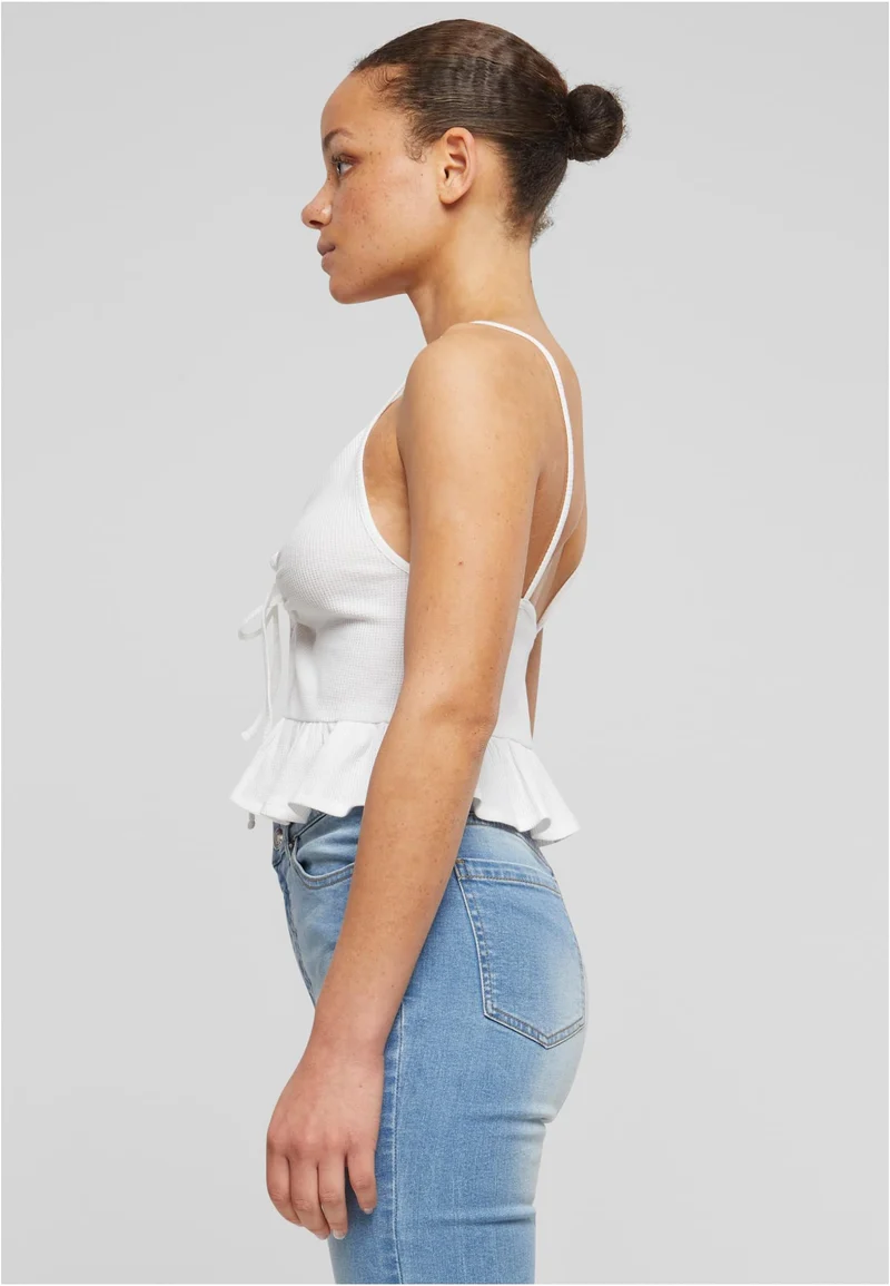 UC Waffle Pique Ruffle Top