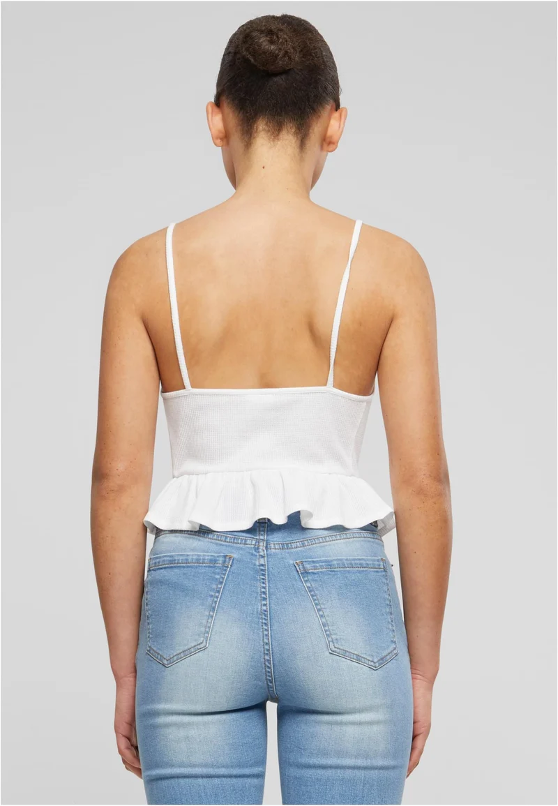 UC Waffle Pique Ruffle Top