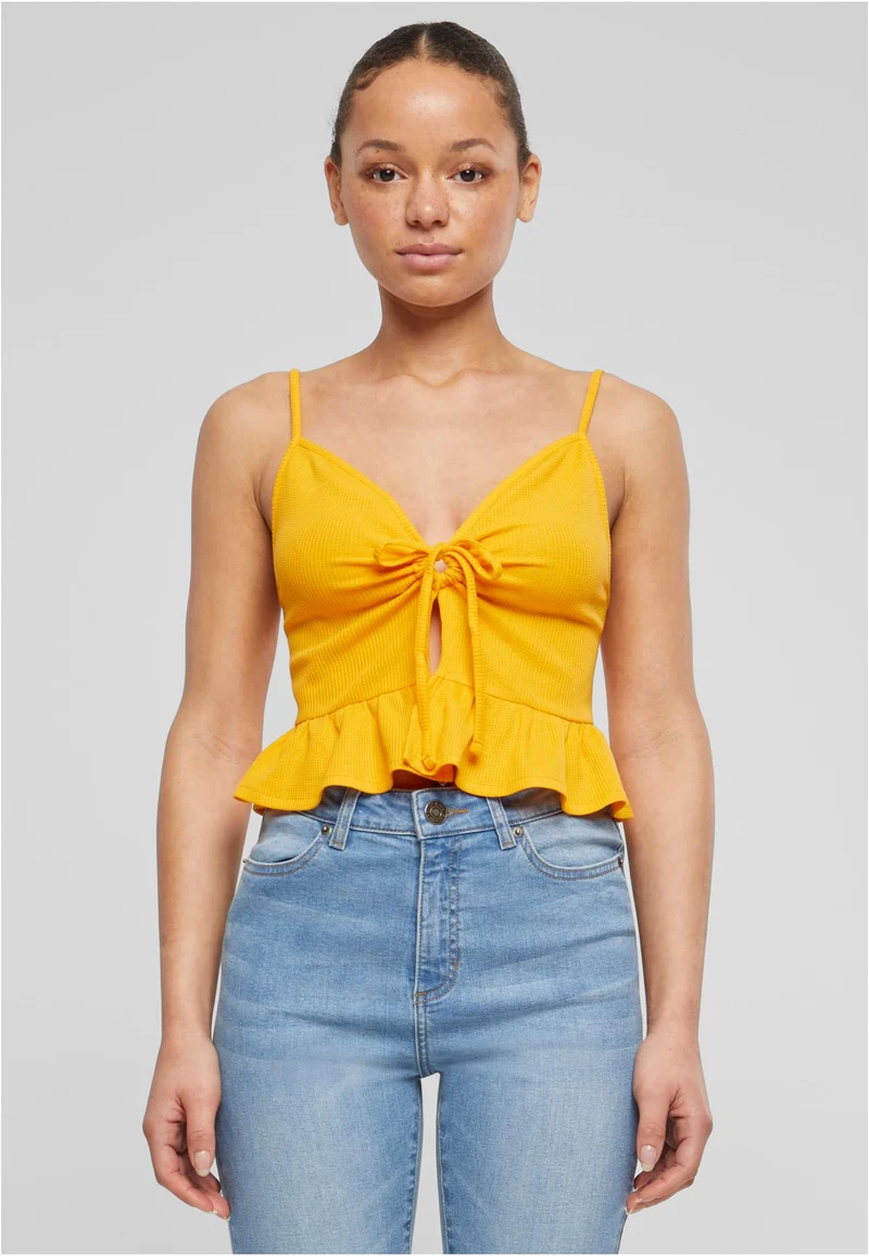 UC Waffle Pique Ruffle Top