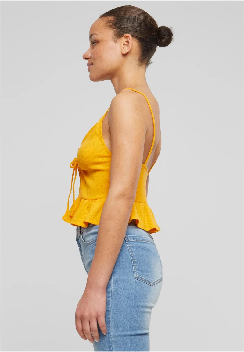 UC Waffle Pique Ruffle Top