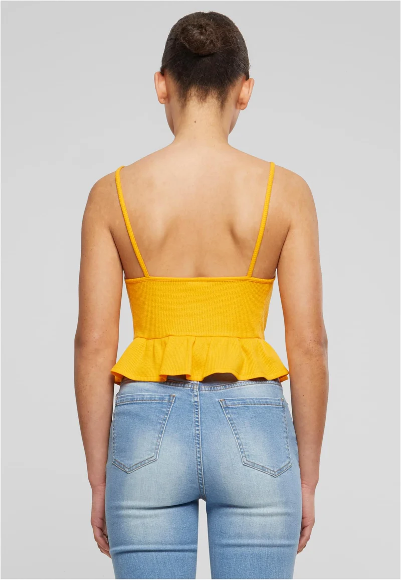 UC Waffle Pique Ruffle Top