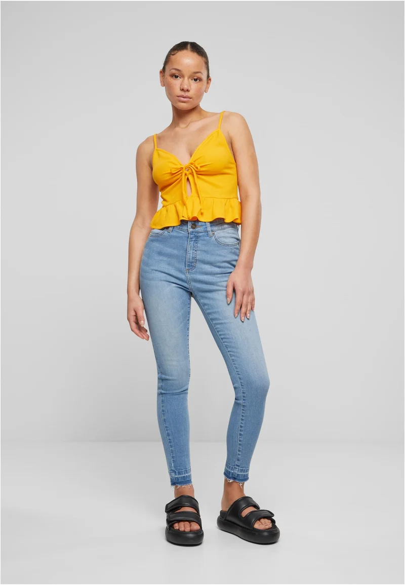 UC Waffle Pique Ruffle Top
