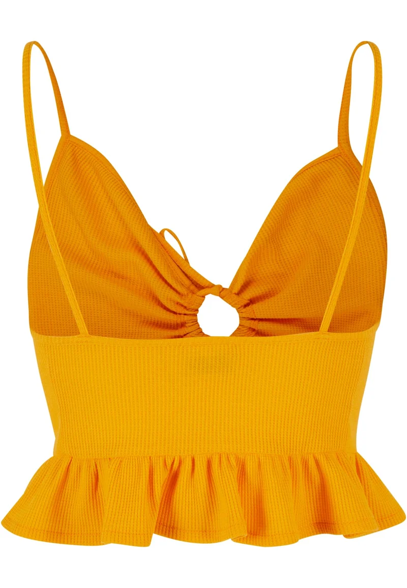 UC Waffle Pique Ruffle Top