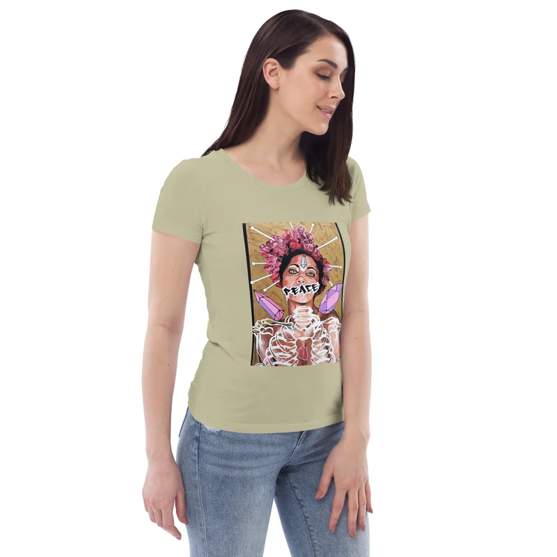 Enganliegendes Öko-T-Shirt für Damen Peace