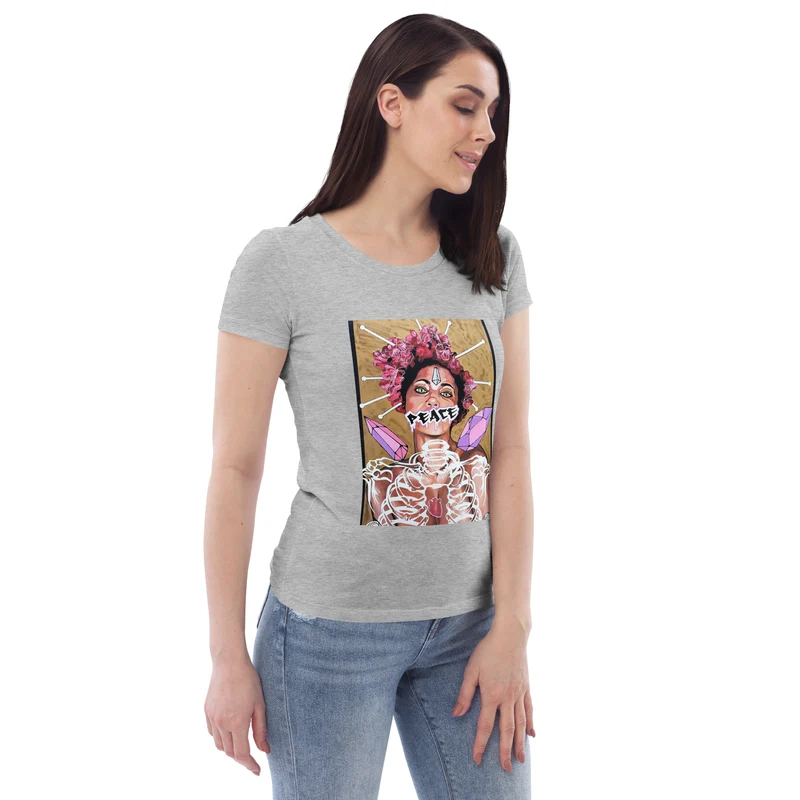 Enganliegendes Öko-T-Shirt für Damen Peace