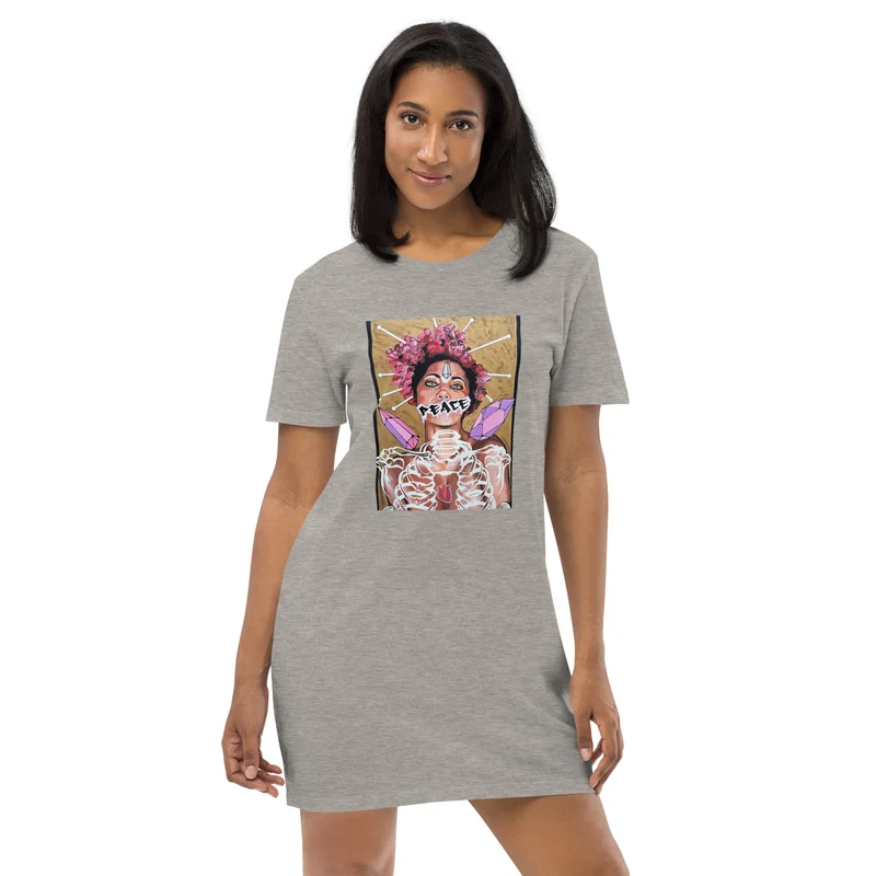 T-Shirt-Kleid aus organischer Baumwolle PEACE