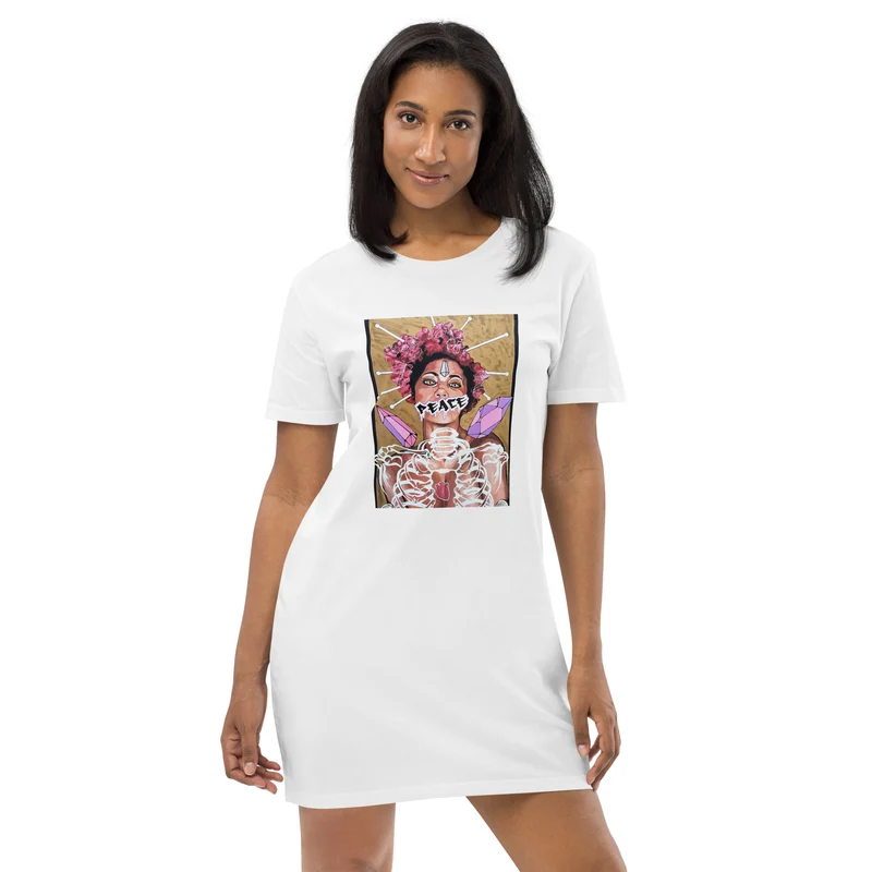 T-Shirt-Kleid aus organischer Baumwolle PEACE