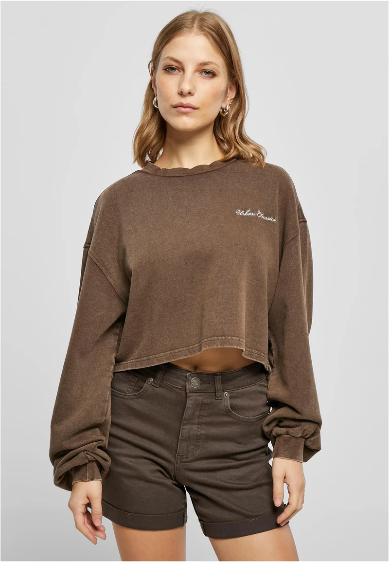 UC Cropped Small Embroidery Terry Crewneck