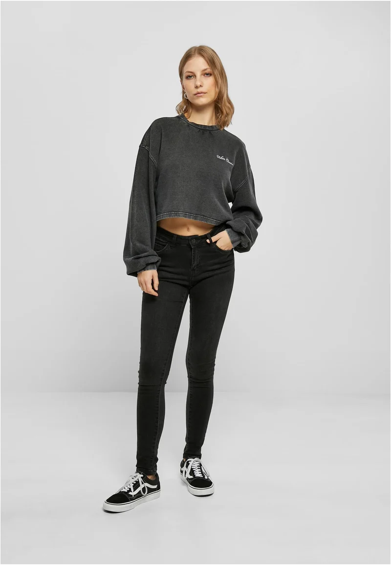 UC Cropped Small Embroidery Terry Crewneck