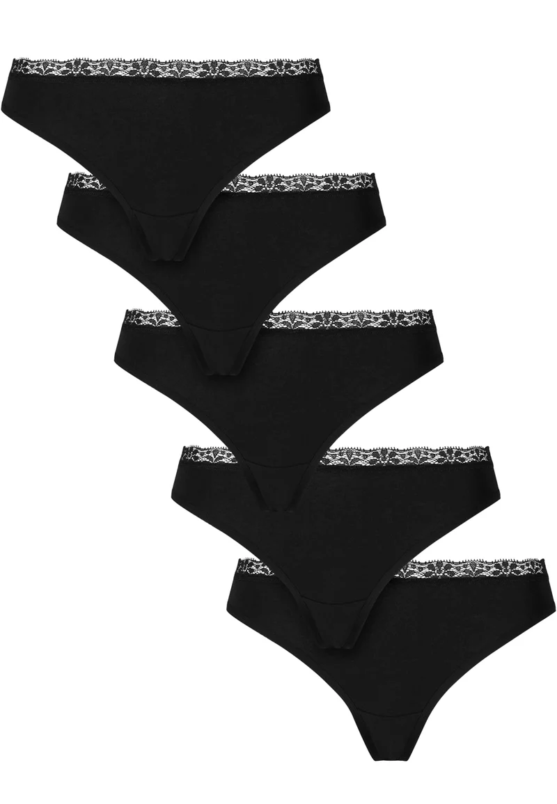 UC Basic Cotton Tanga Lace 5-Pack
