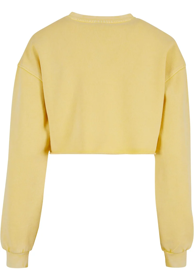 UC Cropped Flower Embroidery Terry Crewneck