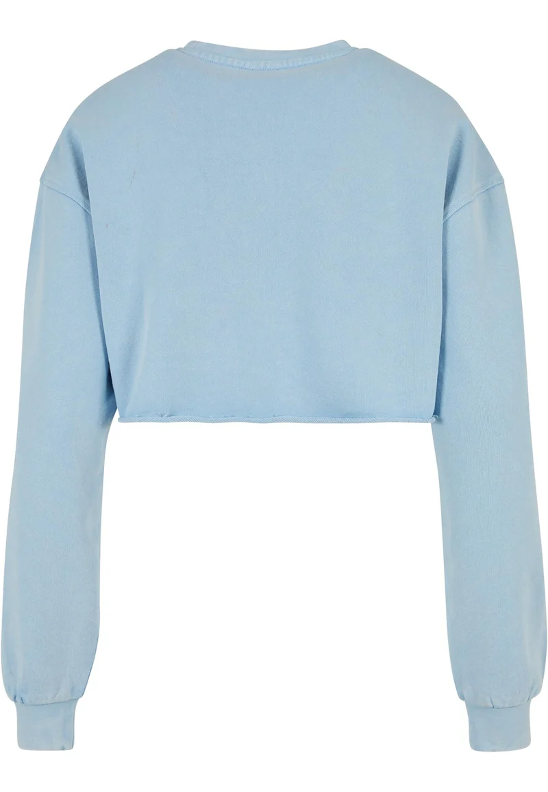 UC Cropped Flower Embroidery Terry Crewneck