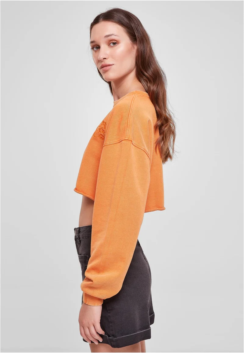 UC Cropped Flower Embroidery Terry Crewneck