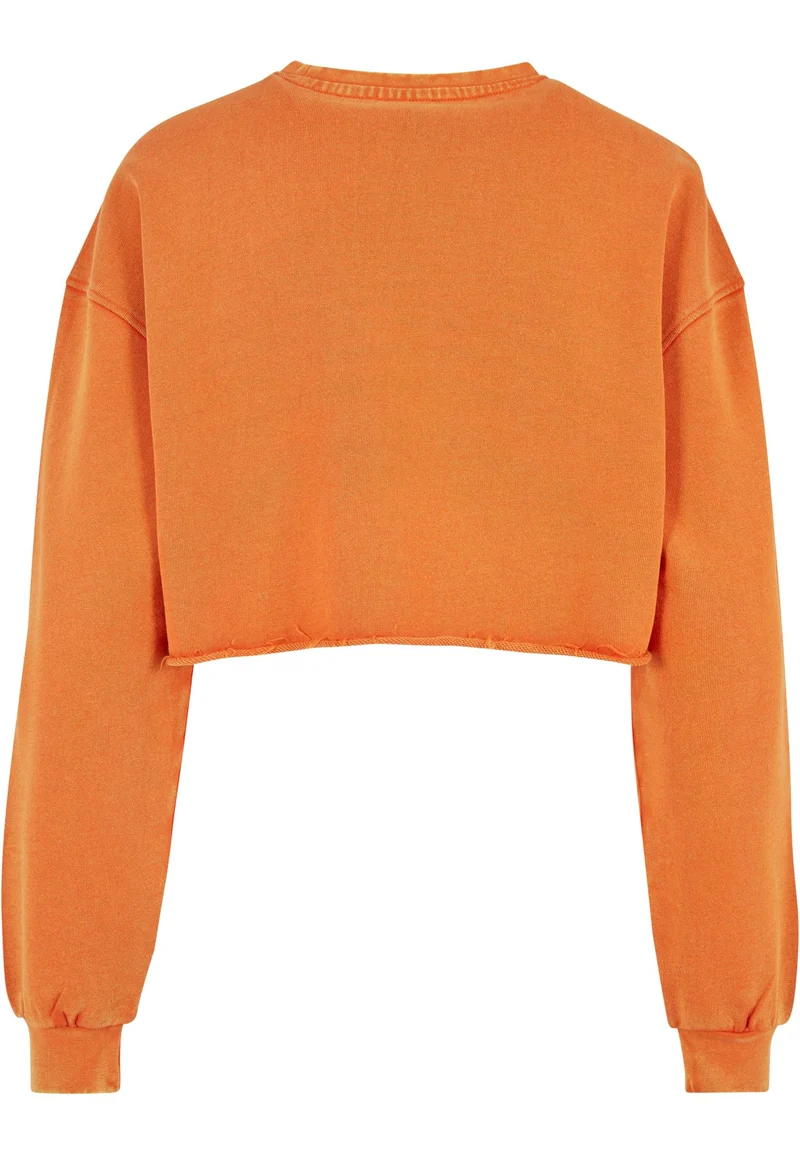 UC Cropped Flower Embroidery Terry Crewneck
