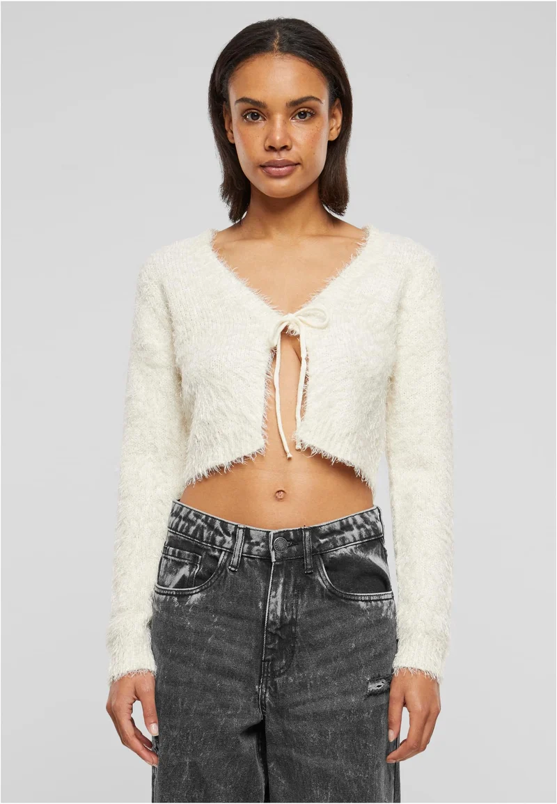 UC Tied Cropped Feather Cardigan